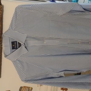 Plad Blue/White Stafford Travel Performance Super Shirt XTall Fit 16-1/2--36-37